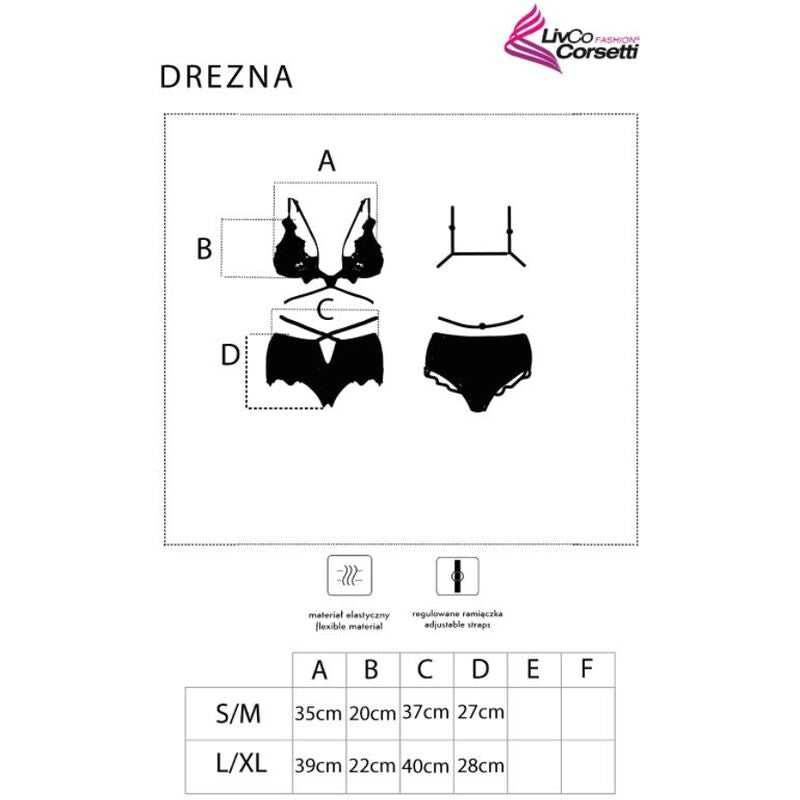 LIVCO CORSETTI FASHION - DREZNA LC 90733 SUJETADOR + PANTY NEGRO - Sensualia