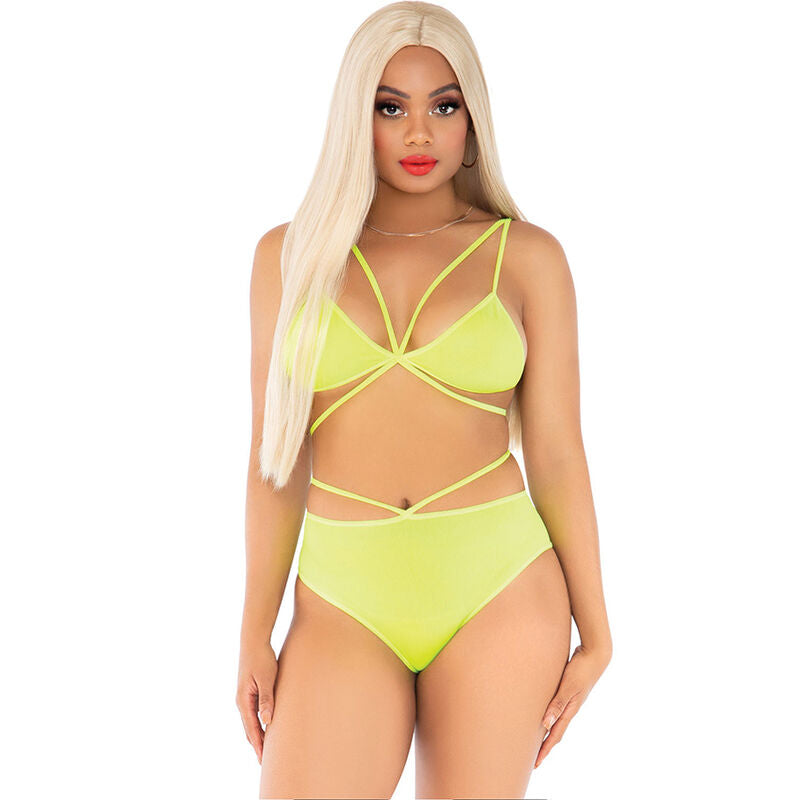 LEG AVENUE - TOP & BRAGAS CON TIRANTES AMARILLO - Sensualia