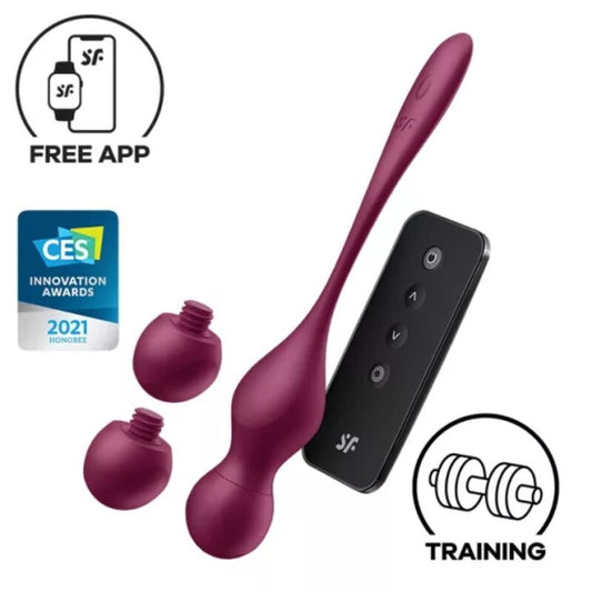 SATISFYER - LOVE BIRDS VARY BALLES VIBRANTES APPLICATION GRATUITE VIN ROUGE - Sensualia