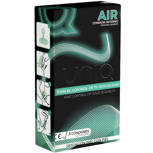 UNIQ - AIR PRÉSERVATIF FÉMININ SANS LATEX 3 UNITÉS UNIQ