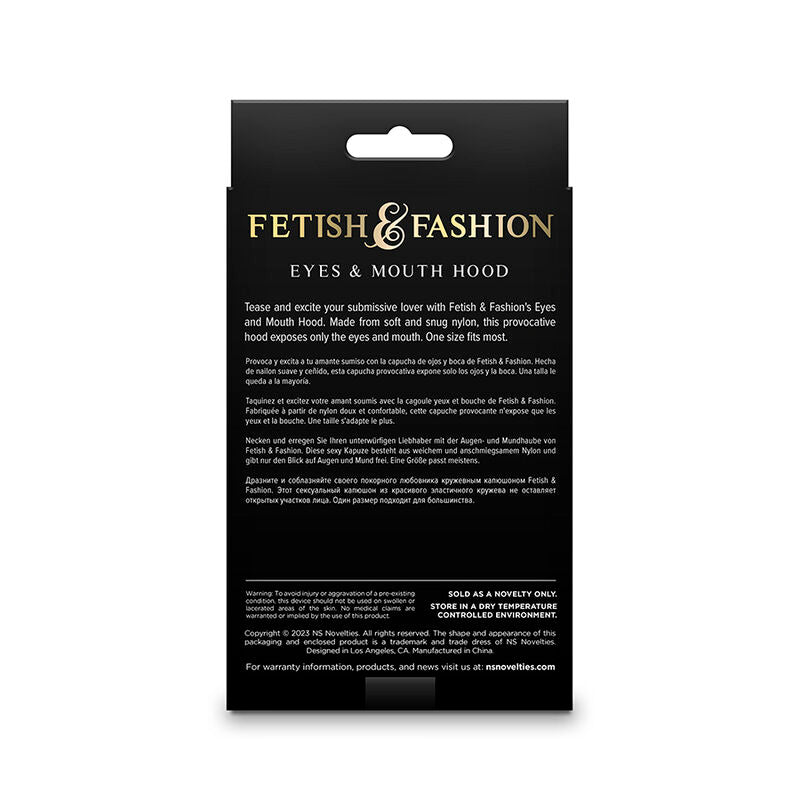 NS NOVELTIES - FETISH & FASHION CAGOULE YEUX ET BOUCHE NYLON NOIR - Sensualia