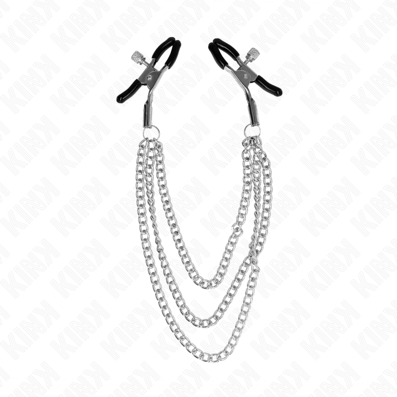 KINK - PINCES À METELIER AVEC 3 CHAÎNES ARGENT 20/23/28 CM - Sensualia