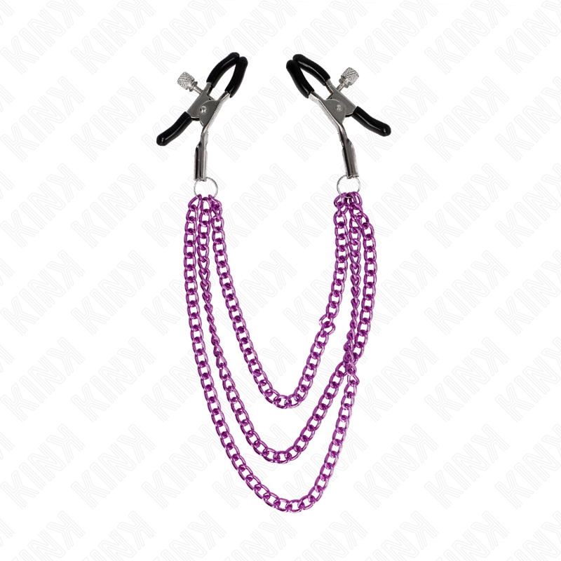 KINK - PINCES À METELIER AVEC 3 CHAÎNES VIOLET 20/23/28 CM - Sensualia