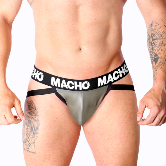 MACHO - MX27GR JOCK CUERO GRIS BEIGE XL - Sensualia