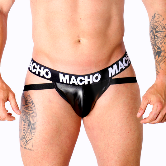 MACHO - MX25NC JOCK CUERO NEGRO - Sensualia