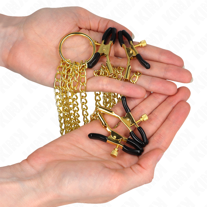 KINK - 4 PINCES À TAMELON ET CLITO RÉGLABLES OR - Sensualia