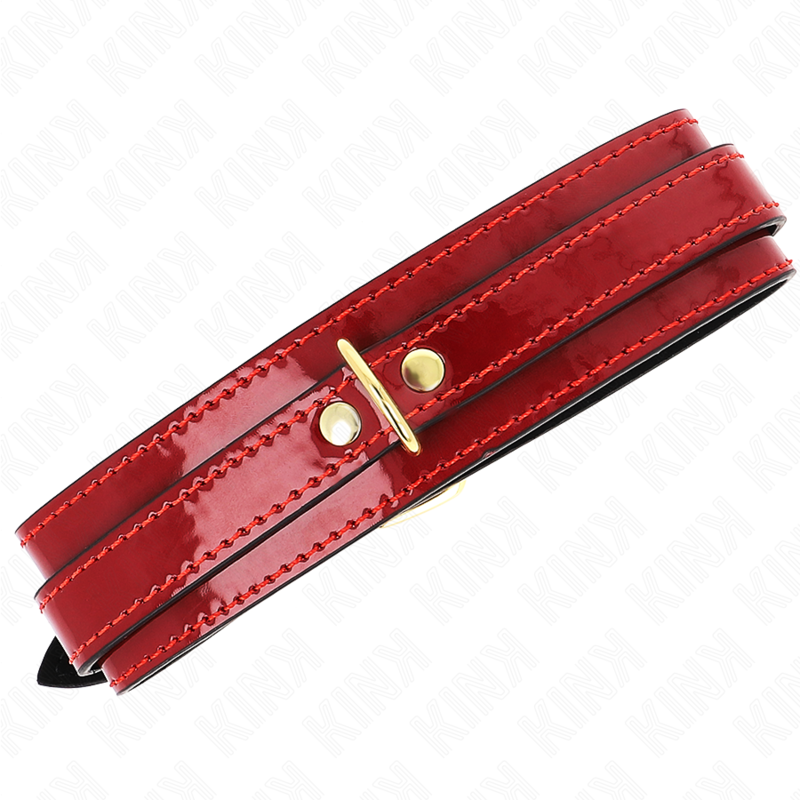 KINK - COLLIER AJUSTABLE ROUGE VIN AVEC DÉTAILS DORÉS 29-42,5 CM X 4 CM - Sensualia