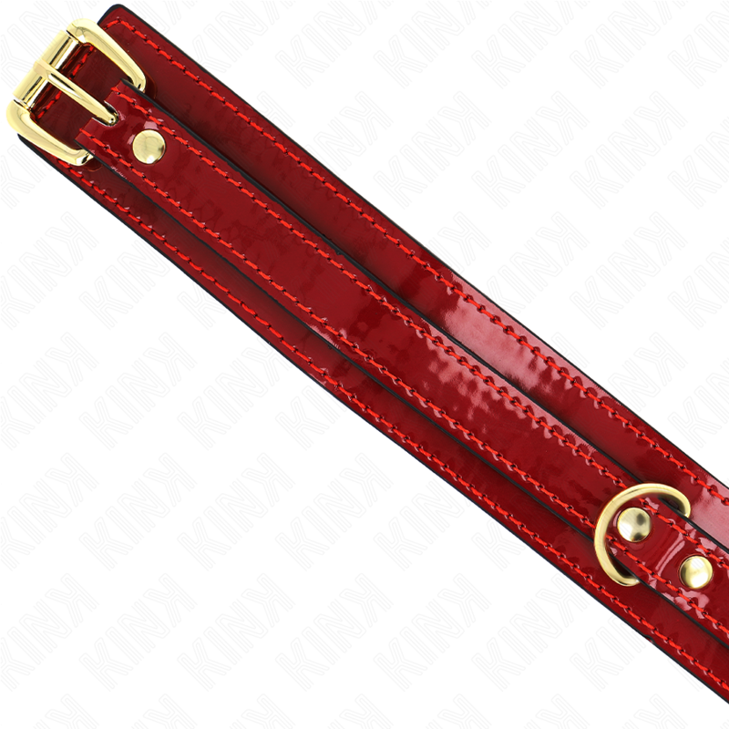 KINK - COLLIER AJUSTABLE ROUGE VIN AVEC DÉTAILS DORÉS 29-42,5 CM X 4 CM - Sensualia
