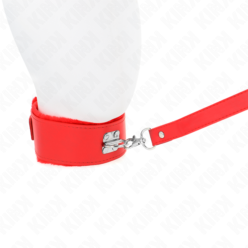 KINK - COLLIER AVEC LAISSE 116 CM AVEC CLOUS ARGENTÉS MODÈLE 4 ROUGE AJUSTABLE 40-48 CM X 6 CM - Sensualia