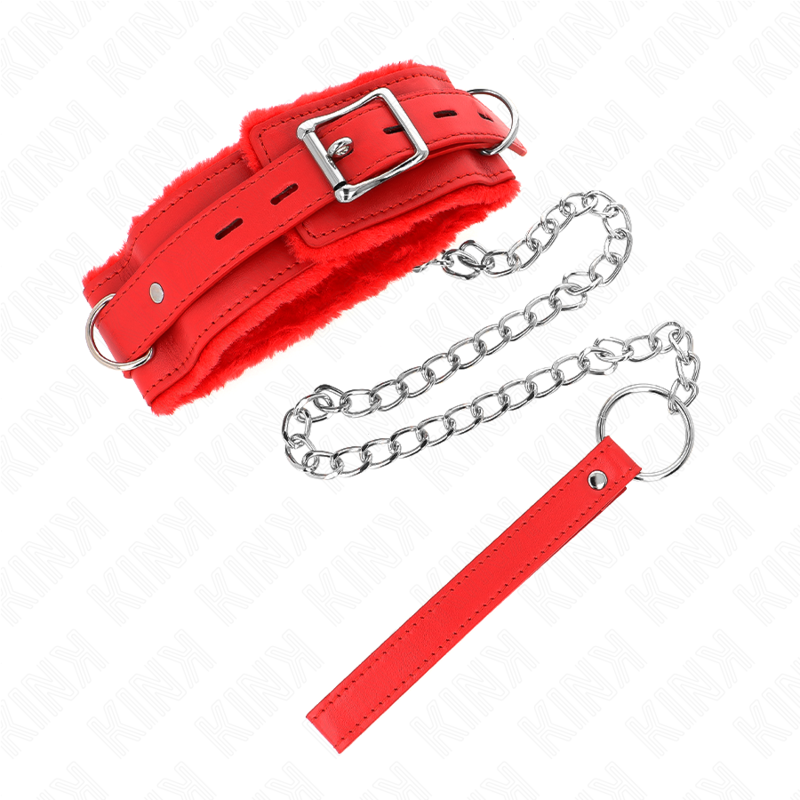 KINK - COLLIER AVEC LAISSE 65 CM AVEC RESTRICTIONS ROUGE 36-42 CM X 5,5 CM - Sensualia