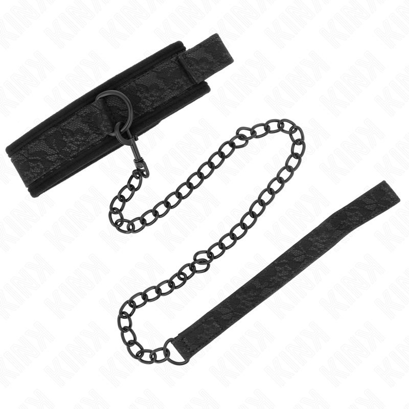 KINK - COLLIER MODÈLE BASIC AVEC LAISSE 77 CM MODÈLE 5 AJUSTABLE 34-54 CM X 5 CM - Sensualia