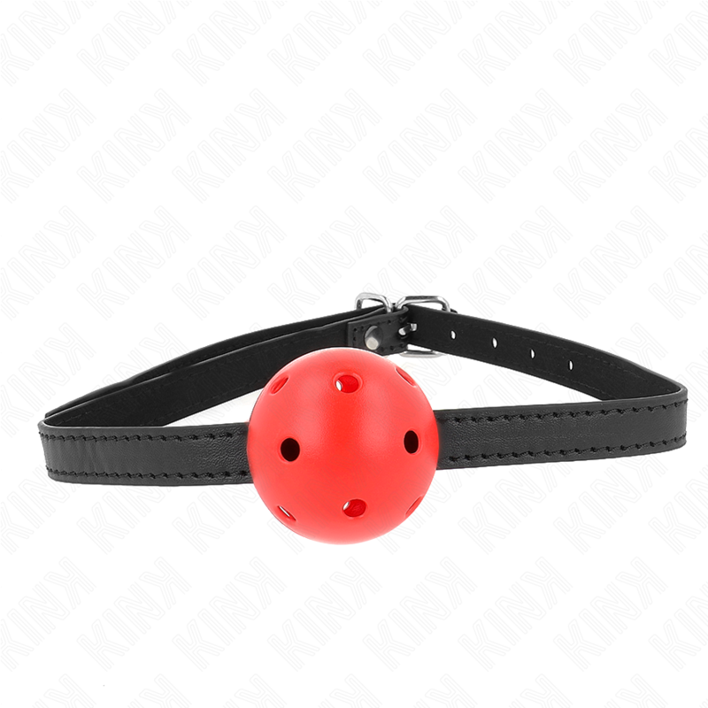 KINK - BÂILLON À BOULE SIMPLICITÉ ROUGE RESPIRANT 4,5 CM 62 x 1,5 CM - Sensualia