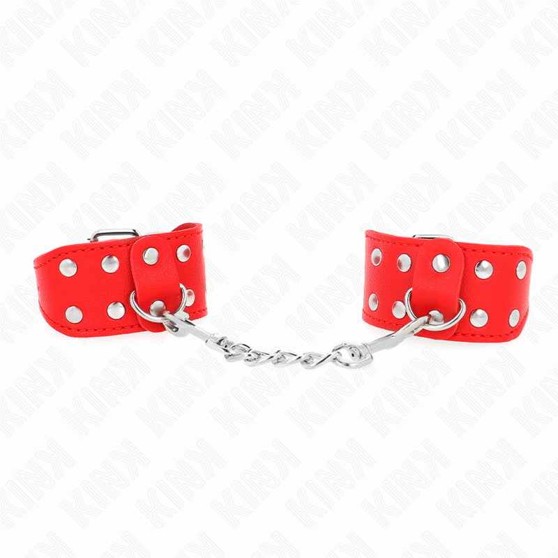 KINK - BRACELETS AVEC DOUBLE LIGNE DE CLOUS RÉGLABLES ROUGE - Sensualia