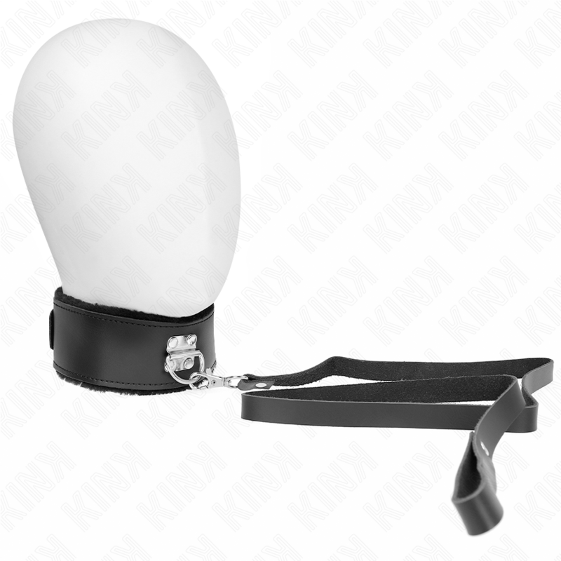 KINK - COLLIER AVEC CEINTURE 116 CM AVEC BRACELET EN CUIR NOIR AJUSTABLE 40-48 CM X 6 CM - Sensualia