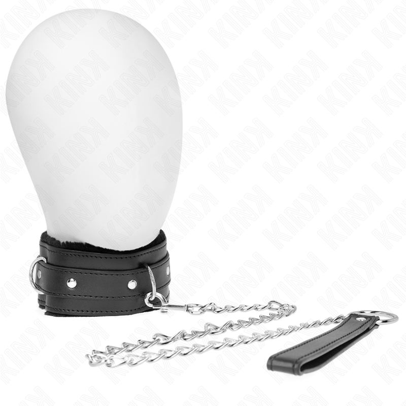 KINK - COLLIER AVEC LAISSE 65 CM AVEC RESTRICTIONS NOIR 36-42 CM X 5,5 CM - Sensualia