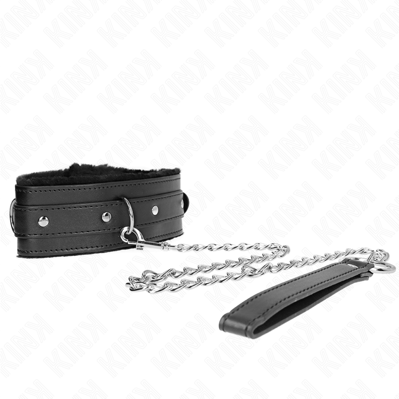 KINK - COLLIER AVEC LAISSE 65 CM AVEC RESTRICTIONS NOIR 36-42 CM X 5,5 CM - Sensualia