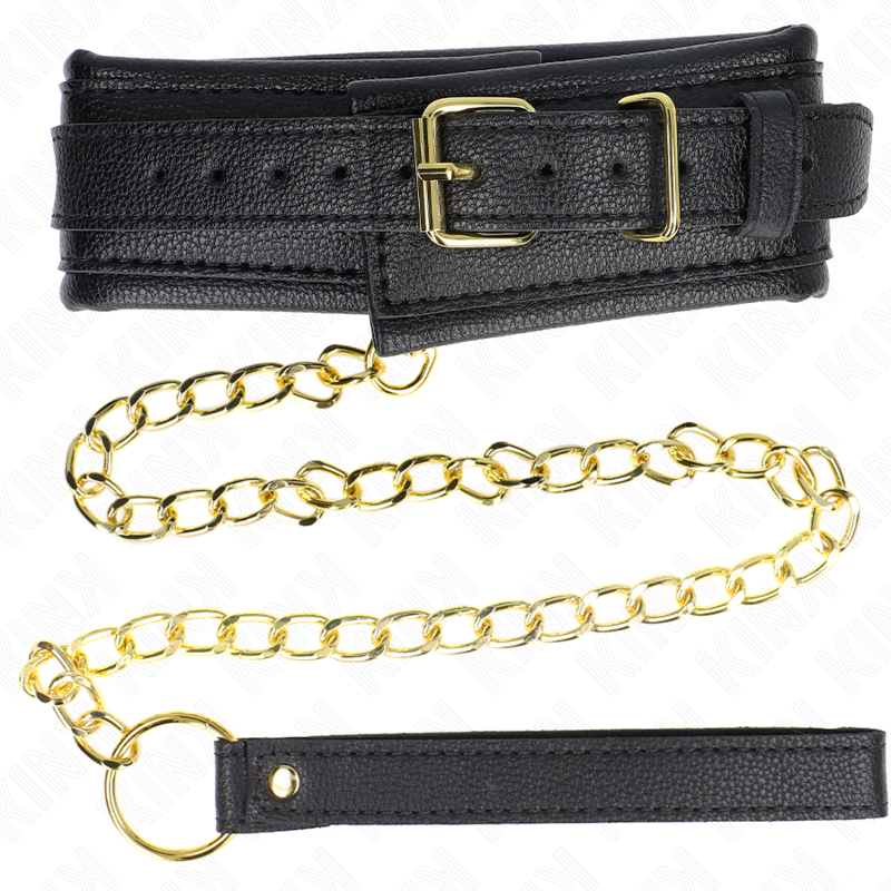 KINK - COLLIER AVEC BRACELET IMITATION CUIR ÉPONGE MODÈLE 1 RÉGLABLE 37-54 CM X 3 CM - Sensualia