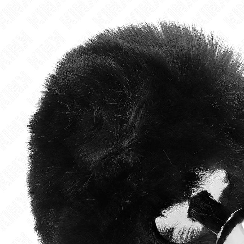 KINK - BOUCHON EN ACIER INOXYDABLE 7 x 3 CM AVEC QUEUE DE LAPIN EN FAUSSE FOURRURE NOIRE 8 CM - Sensualia