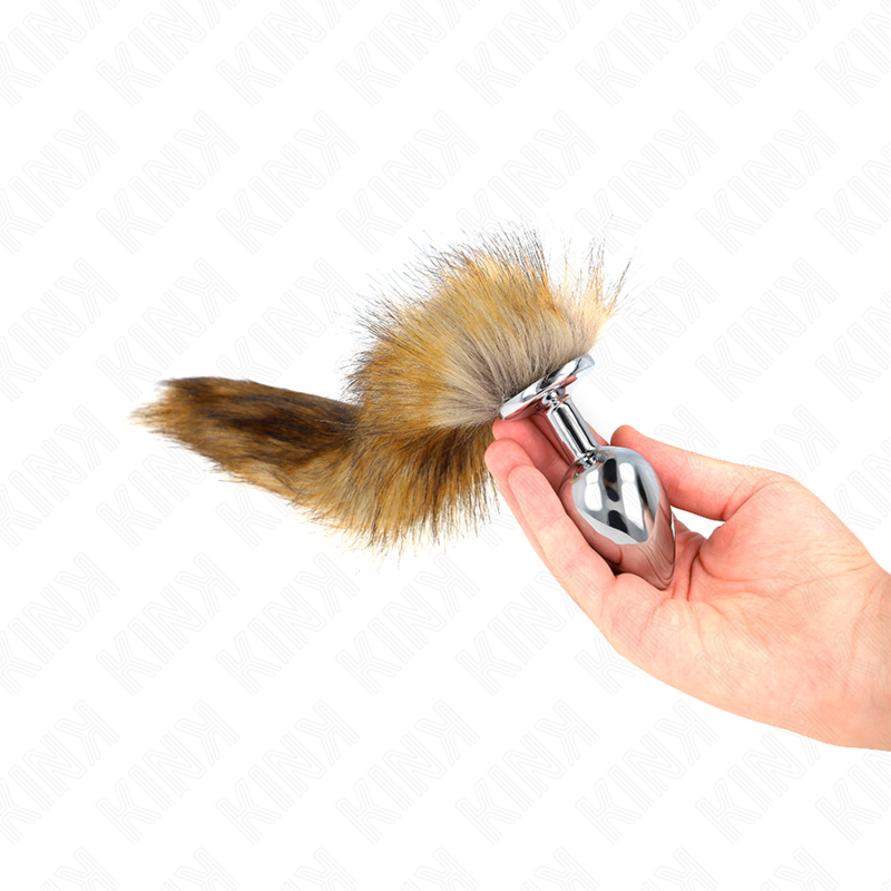 KINK - PLUG ANAL TAILLE L 10 X 4 CM AVEC QUEUE SYNTHÉTIQUE 40 CM MARRON - Sensualia