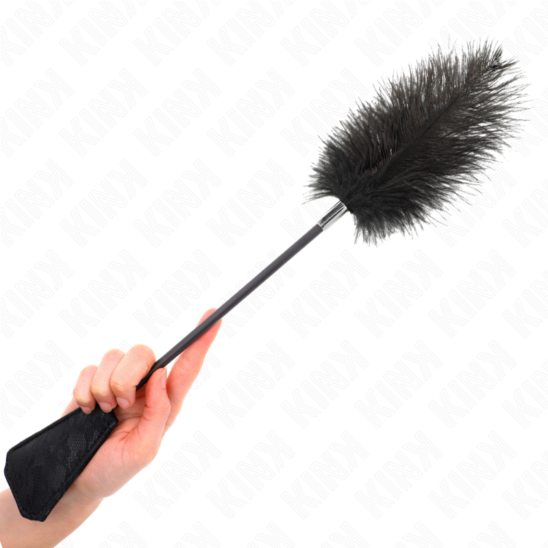 KINK - PLUMES D'AUTRUCHE POUR TICKLE AVEC PALETTE DENTELLE 56 CM - Sensualia