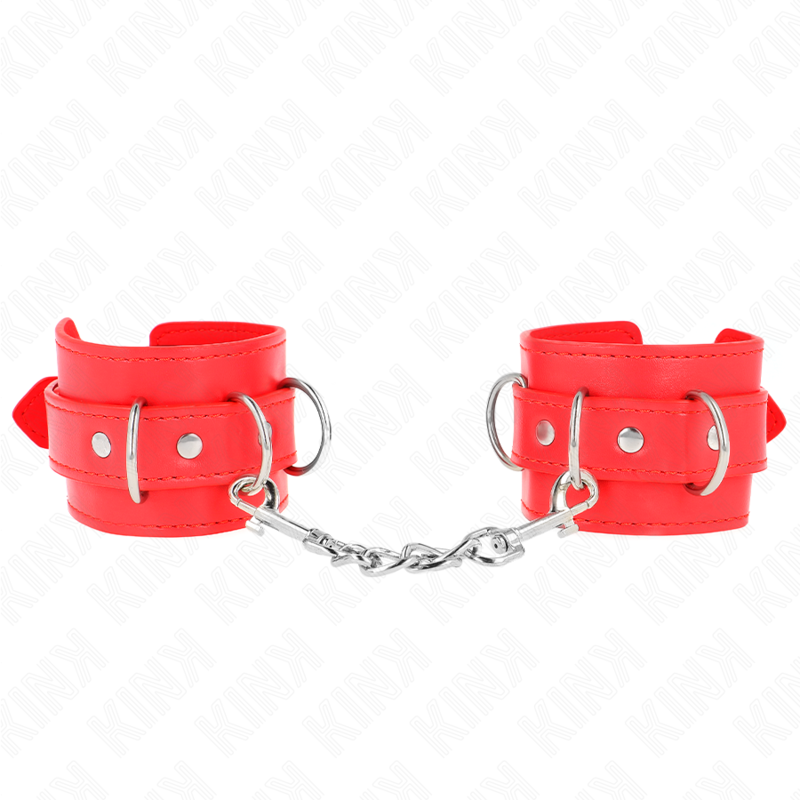 KINK - 3 APPAREILS-POIGNETS AJUSTABLES ROUGE 17,5-25 CM X 6 CM - Sensualia