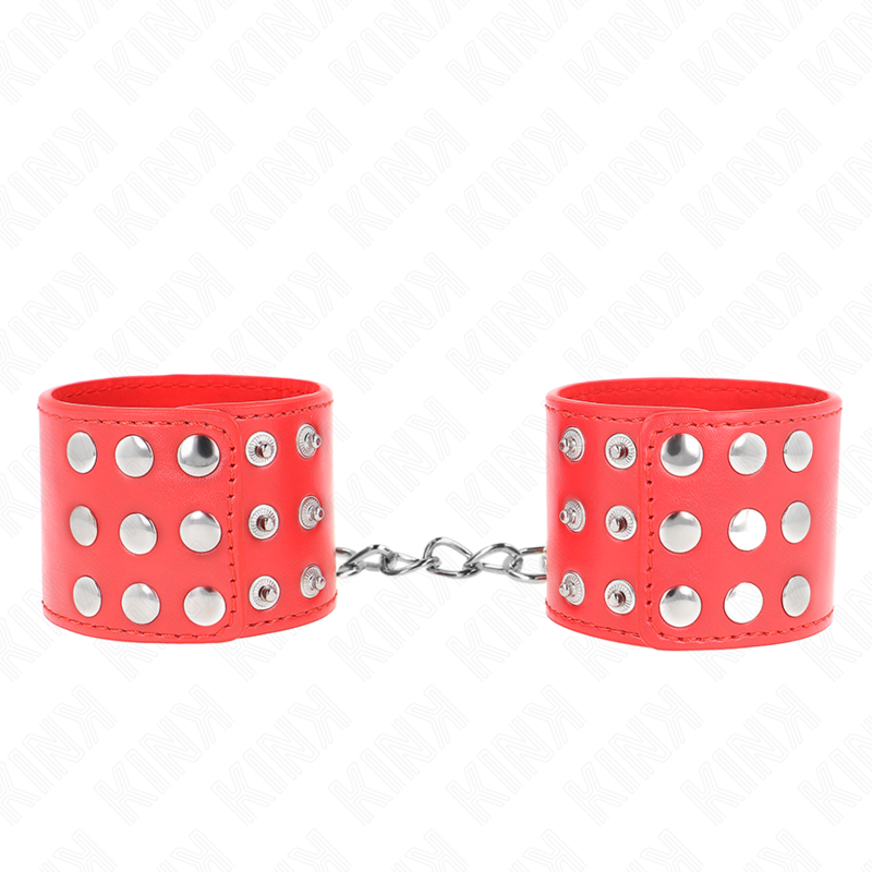 KINK - APPUI-POIGNETS AVEC BOUTON-PRESSION ROUGE RÉGLABLE 19-24 CM X 5,5 CM - Sensualia