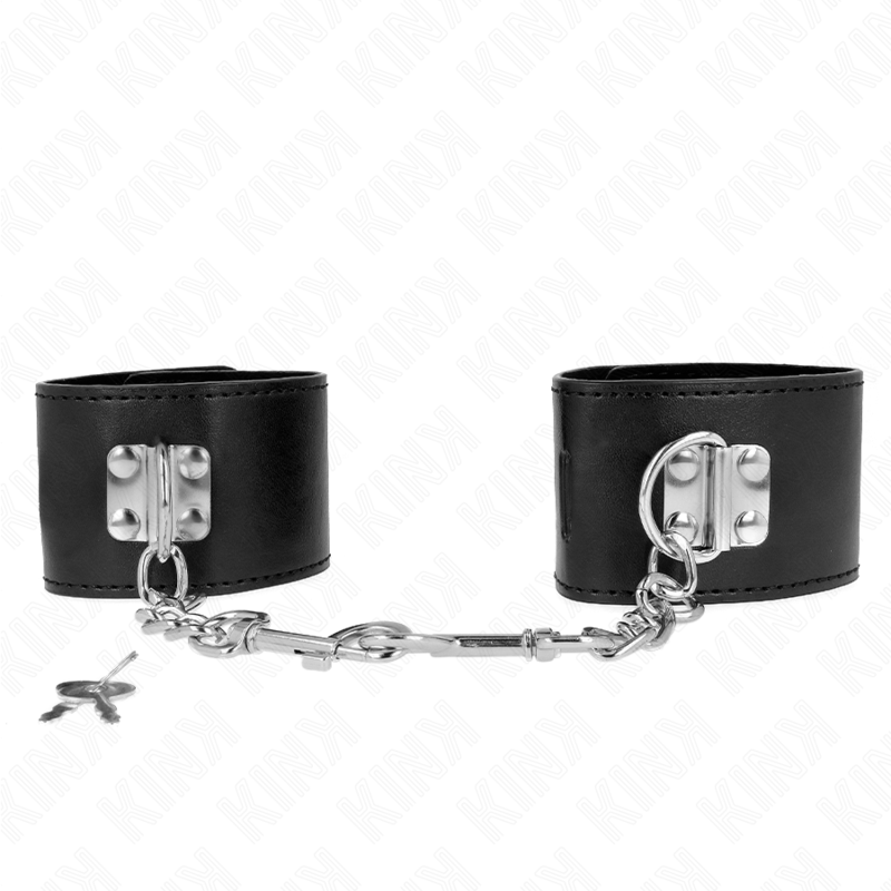 KINK - APPUI-POIGNETS AVEC FERMETURE PAR CADENAS NOIR AJUSTABLE 16-23 CM X 5,5 CM - Sensualia