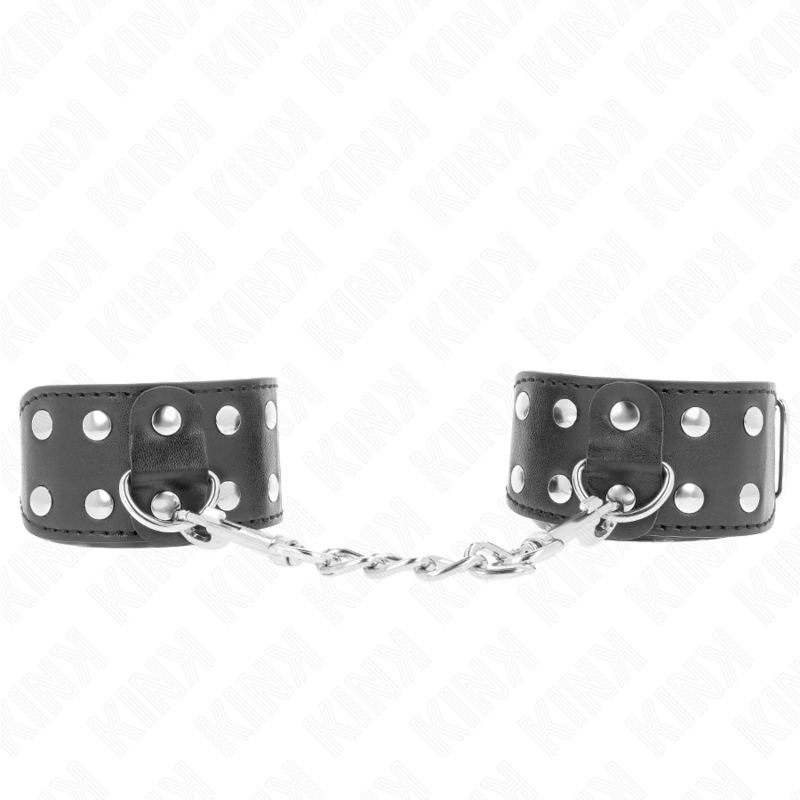 KINK - BRACELETS AVEC DOUBLE LIGNE DE CLOUS RÉGLABLES NOIR - Sensualia