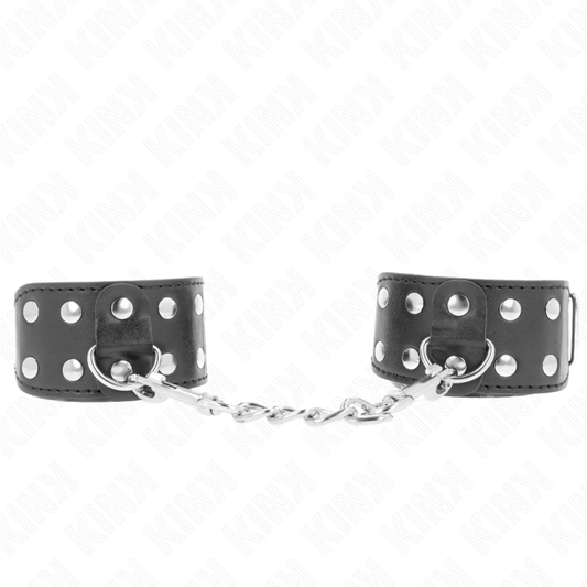KINK - BRACELETS AVEC DOUBLE LIGNE DE CLOUS RÉGLABLES NOIR - Sensualia