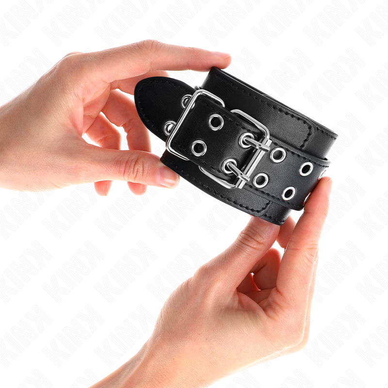 KINK - APPUI-POIGNETS DOUBLE BOUCLE NOIR AJUSTABLE 19-26 CM - Sensualia