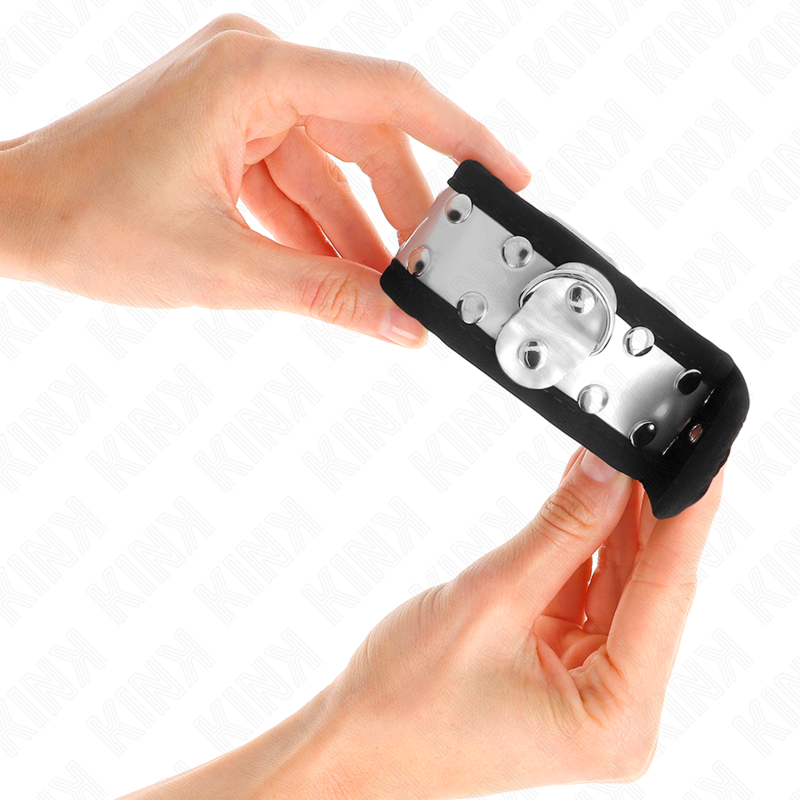 KINK - APPUI-POIGNETS FINS NOIR / ARGENT 30 X 4 CM - Sensualia