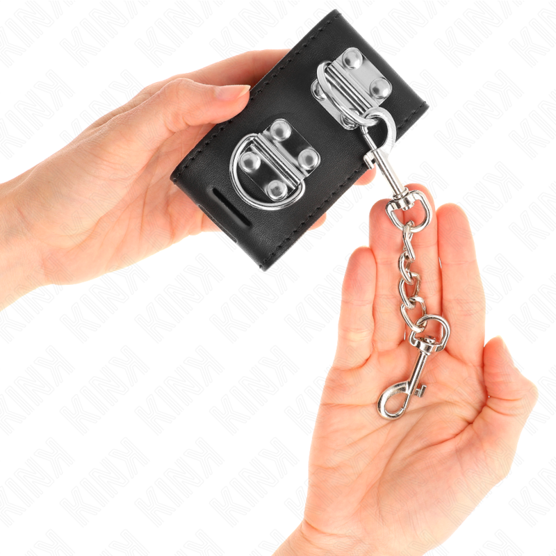 KINK - APPUI-POIGNETS MULTIPOSITIONS AVEC FERMETURE PAR CADENAS NOIR AJUSTABLE 16-23 CM X 5,5 CM - Sensualia