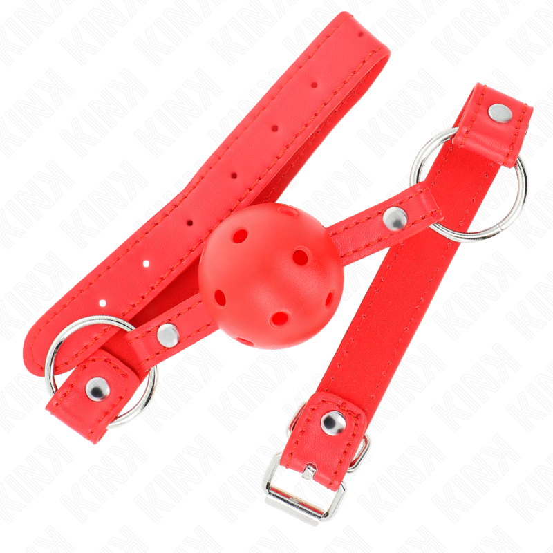KINK - BÂTON RESPIRANT 4 CM AVEC DOUBLE RIVET MODÈLE 1 ROUGE 62,5 x 2,5 CM RÉGLABLE 42-58 CM - Sensualia
