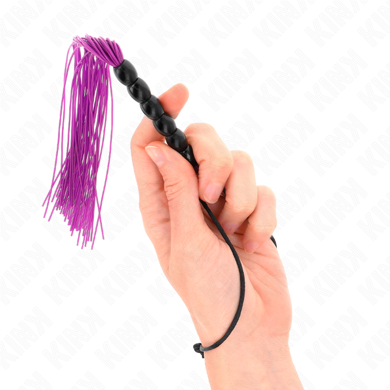 KINK - MINI FOUET EN SILICONE AVEC 6 BILLES VIOLES 26 CM - Sensualia