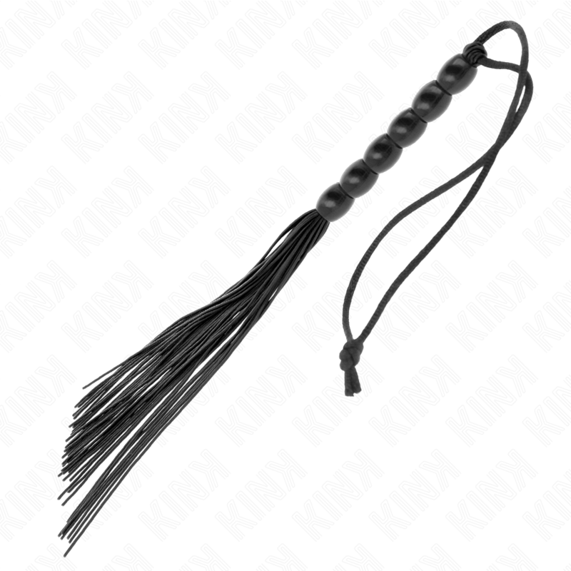 KINK - MINI FOUET EN SILICONE AVEC 6 BILLES NOIRES 26 CM - Sensualia
