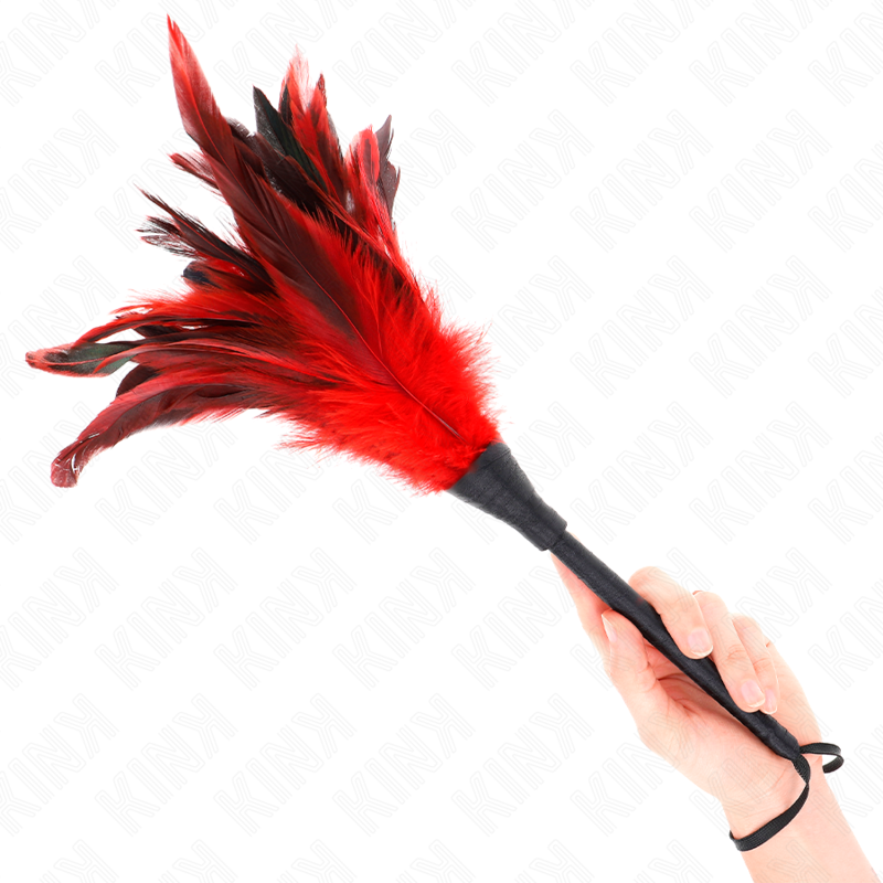 KINK - PLUMES DE POULET TICKLE EN FORME DE CORNE ROUGE 36 CM - Sensualia