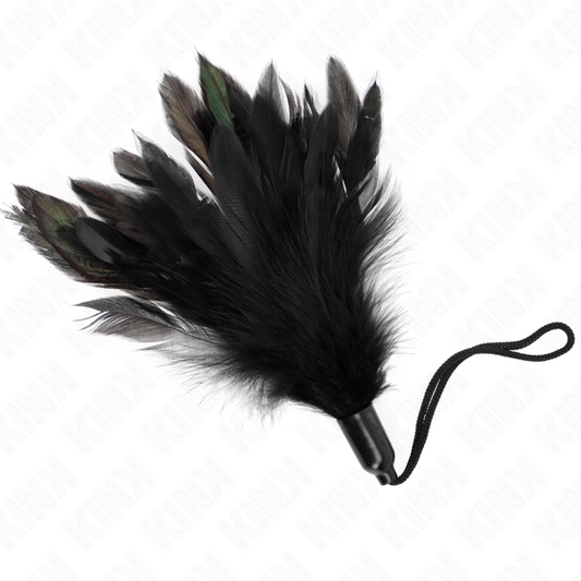 KINK - PLUMES CHACOUILLÉES AVEC MANCHE CORDE BASE PLASTIQUE 15 CM - Sensualia