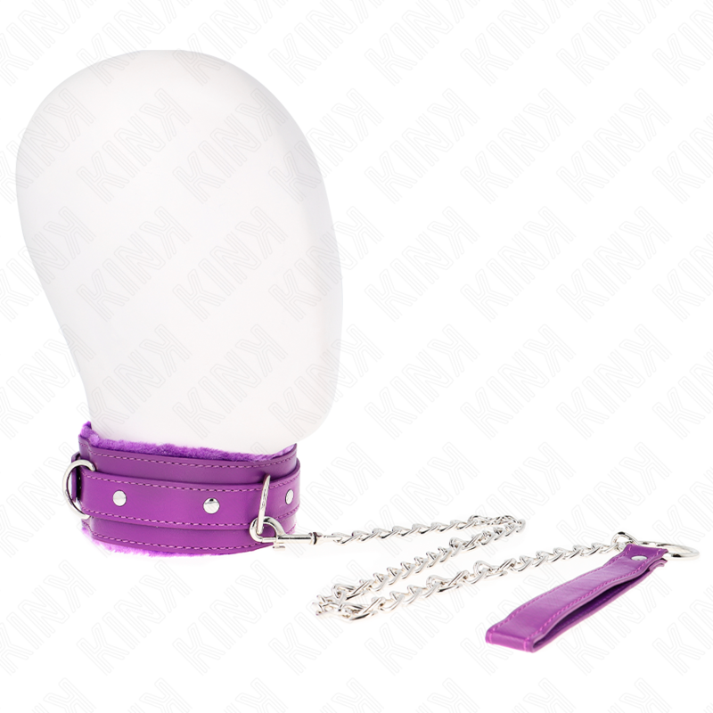 KINK - COLLIER AVEC LAISSE 65 CM AVEC RESTRICTIONS VIOLET 36-42 CM X 5,5 CM - Sensualia