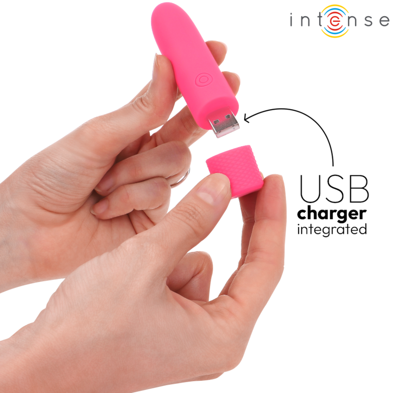 INTENSE - SYMONE BULLET VIBRANT RECHARGEABLE USB 8 VIBRATIONS ROSE 10 X 2,2 CM - Sensualia