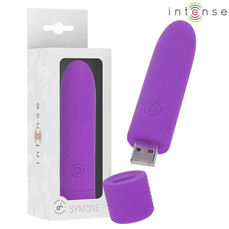 INTENSE - SYMONE BULLET VIBRANT RECHARGEABLE USB 8 VIBRATIONS VIOLET 10 X 2,2 CM INTENSE FUN