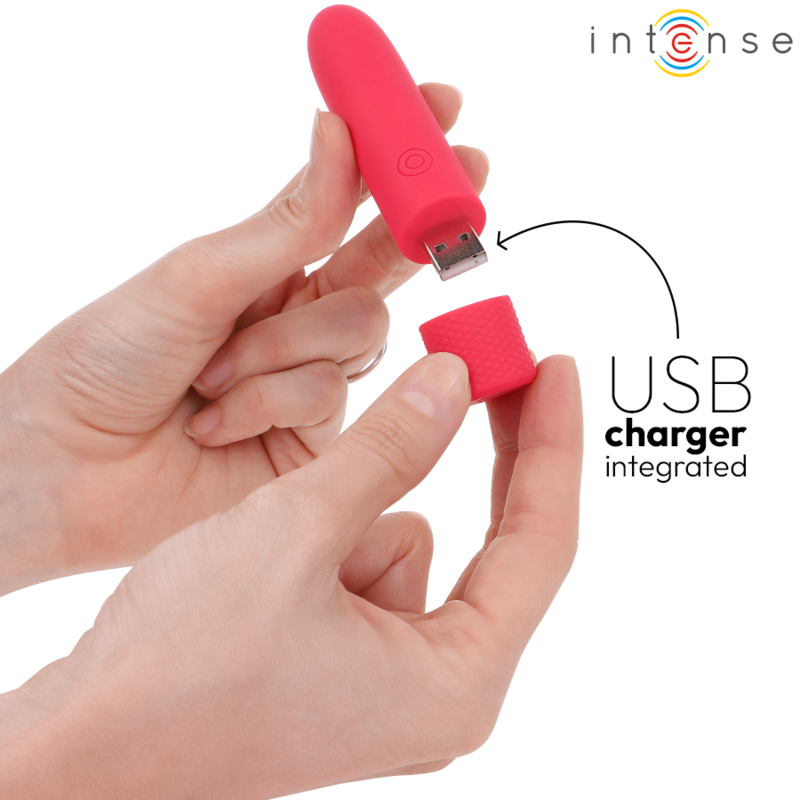 INTENSE - SYMONE BULLET VIBRANT RECHARGEABLE USB 8 VIBRATIONS ROUGE 10 X 2,2 CM - Sensualia