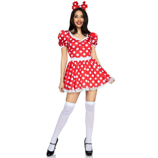 LEG AVENUE - ROBE À POIS + BANDEAU ROUGE/BLANC S - Sensualia