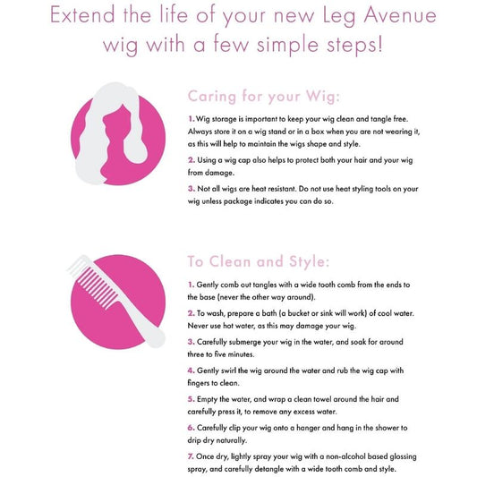 LEG AVENUE - PERRUQUE LONGUE FRANGE DROITE ROSE - Sensualia