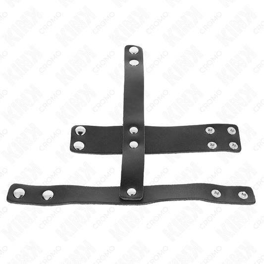 KINK - ANNEAU DE CAGE À PÉNIS EN CUIR AVEC SÉPARATEUR DE BALLES RÉGLABLE - Sensualia