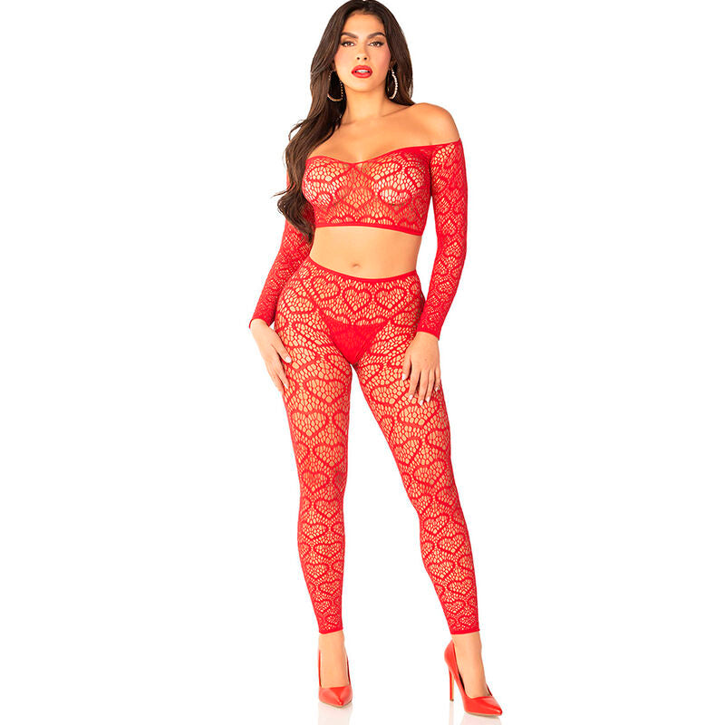 LEG AVENUE - CROP TOP + BAS ROUGE TAILLE UNIQUE - Sensualia