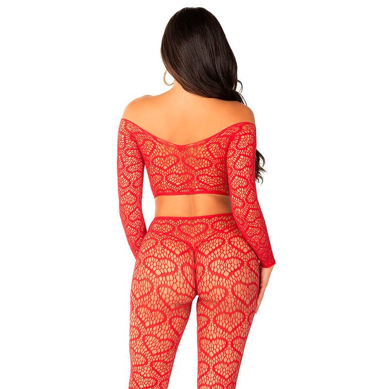 LEG AVENUE - CROP TOP + BAS ROUGE TAILLE UNIQUE - Sensualia