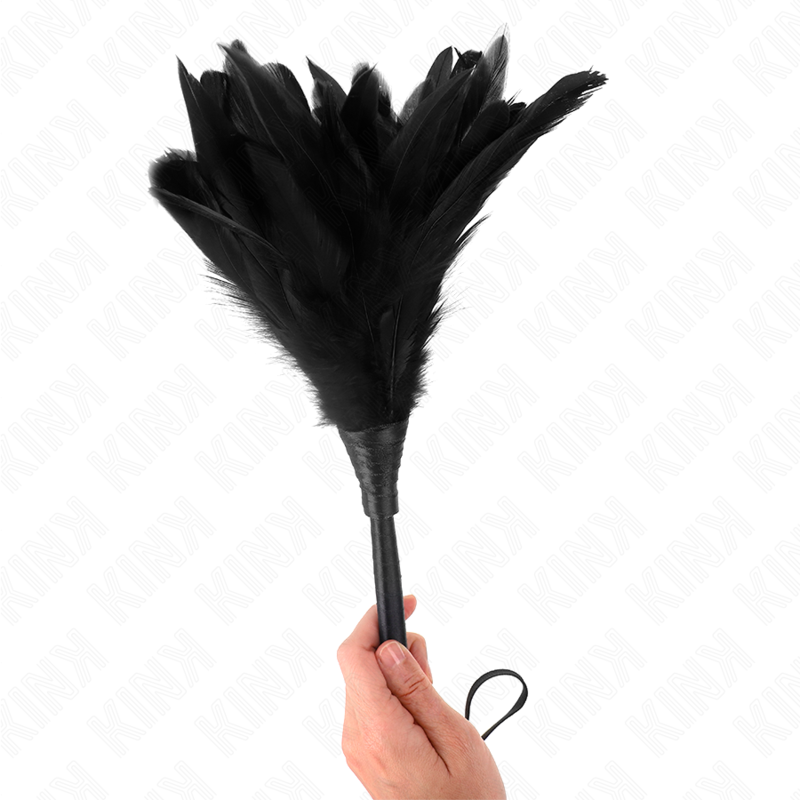 KINK - PLUMES DE POULET TICKLE EN FORME DE CORNE NOIRE 36 CM - Sensualia