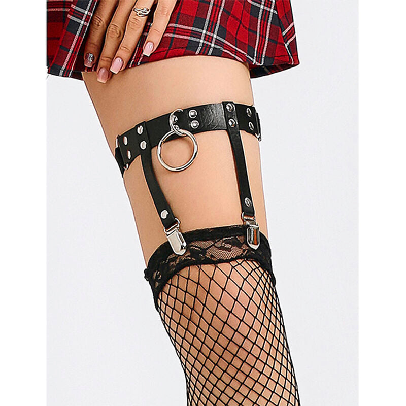 SUBBLIME - 953744 JARRETELLE PUNK EN CUIR AJUSTABLE NOIR TAILLE UNIQUE - Sensualia