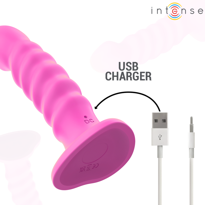 INTENSE - CINDY VIBRATEUR TAILLE L DESIGN SPIRALE 10 VIBRATIONS ROSE TÉLÉCOMMANDE - Sensualia