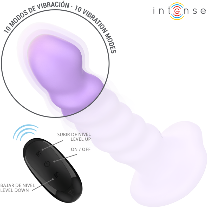 INTENSE - BRENDA VIBRATEUR TAILLE M DESIGN SPIRALE 10 VIBRATIONS VIOLET TÉLÉCOMMANDE INTENSE FUN